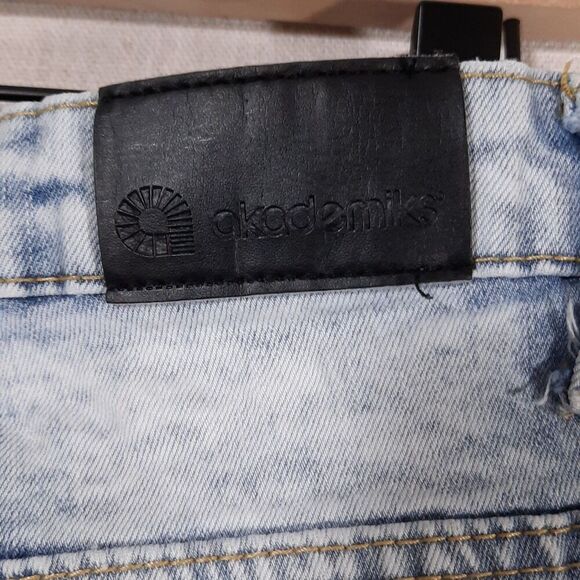 Akademiks Distressed Jeans Size 18 Straight Leg High Rise Acid Wash Stretch - Picture 7 of 15